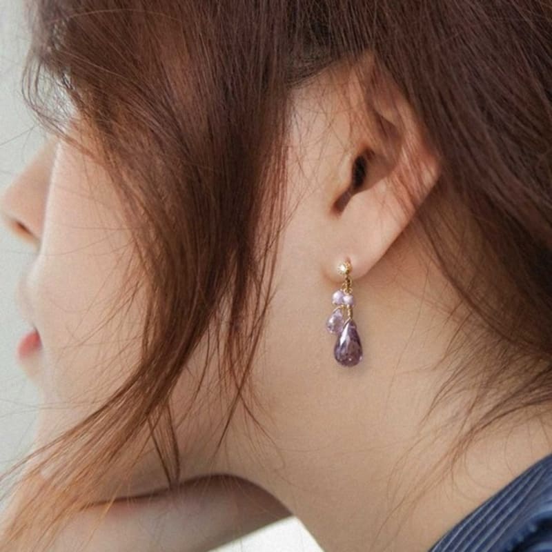 

J.Lauren Purple Zirconia Chandelier Silver Earrings Be0697 single type