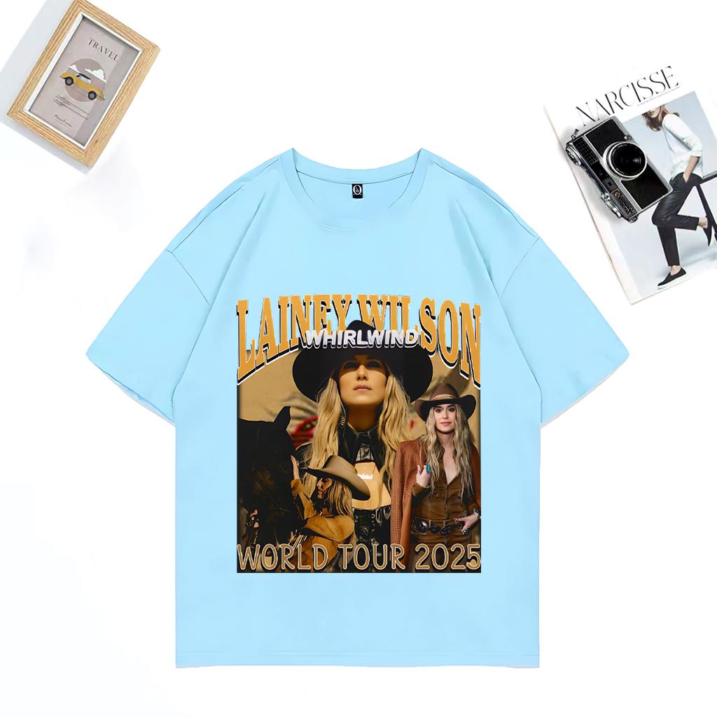 Lainey Wilson Whirlwind Tour 2025 Fashion T Shirt Unisex WOMEN Hip Hop streetwear vintage Oversized Cotton short sleeve Unisex Tees
