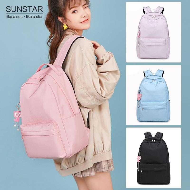 Schoolbag Female Campus Solid Color Backpack Fashion Junior High School Students Large Capacity Backpack
