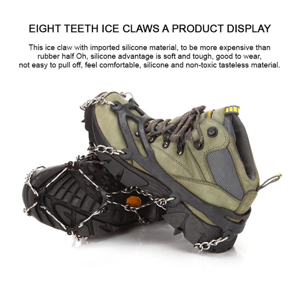 Mountaineering Hiking Boots Ice Cleats For Shoes Boots Cleats Anti-Skating Crampon Snow Non-Slip Shoe Cover With Storage Bag