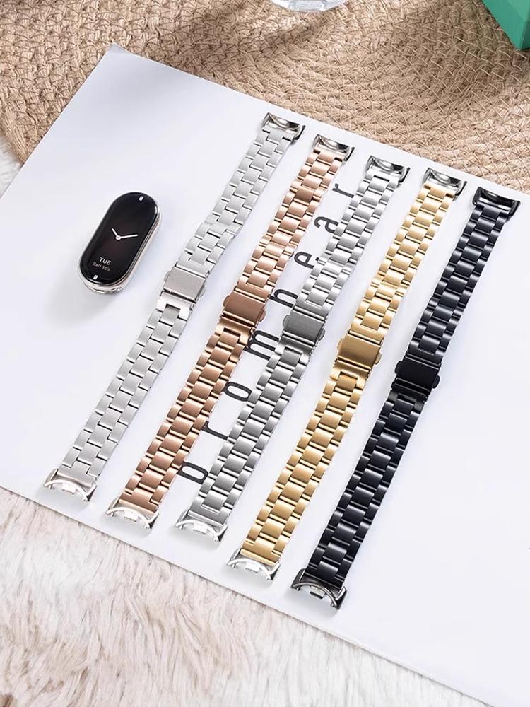 For Xiaomi Band 10/9/8 NFC Metal Stainless Steel Watch with Adjustable Strap Tool