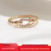 Elegant Moissanite Horseshoe Buckle Cable Knit Ring with Diamonds