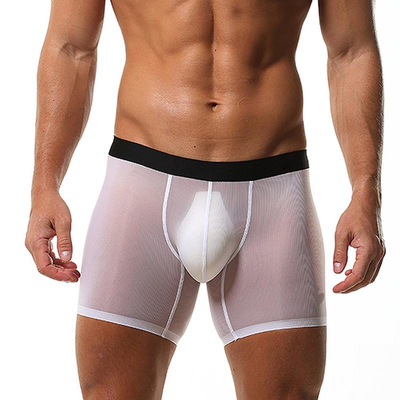 

1 шт. Шорты с обратной ластовицей Модные боксеры-брифы из ледяного шелка Однотонные Дышащие боксеры из ледяной сетки Летние нейлоновые мужские M белый