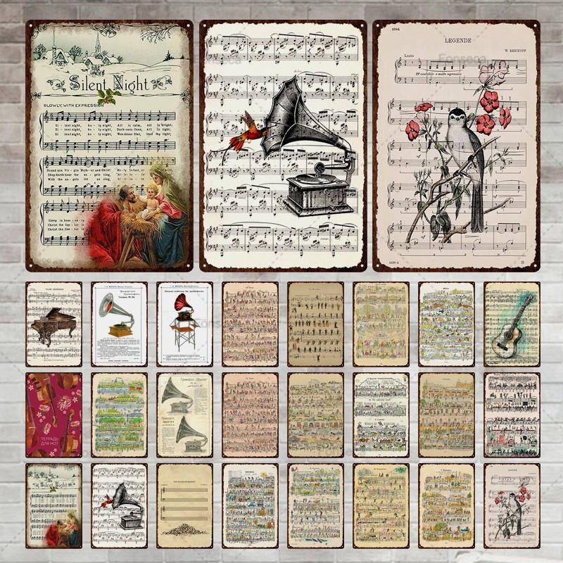 Music Score, Scenery, Metal Sign, Vintage Tin Sign, Metal Vintage Bar, Vintage Wall Decoration, Bar, Club, Metal Poster