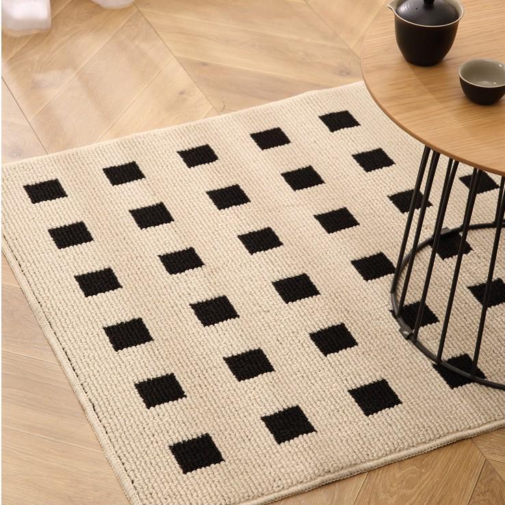 Schwarz-Weiß karierter Eingangsbereich-Teppich - Strapazierfähige, rutschfeste Schmutzfang-Fußmatte aus Polypropylen
