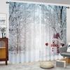 Charming Snowman Christmas Curtain Set Print Semi-Sheer Curtain Panels - 2Piece Rod Pocket Window Drapes for Bedroom