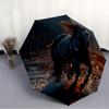 1pc Black Stallion Equine Power Automatic Open/Close Umbrella 8-Rib Strong Frame, Portable Travel Umbrella for Women & Men, Birthday Gift Parties 013