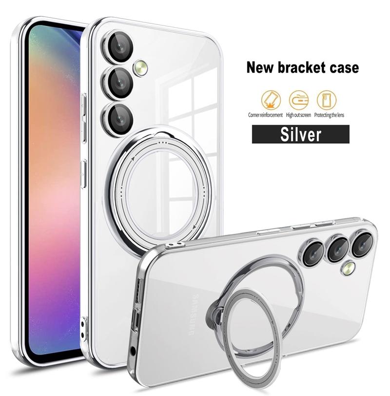 Magsafe Magnetic Ring Wireless Charge Phone Cases For Samsung Galaxy A14 A24 A34 A54 Plating TPU Transparent Clear Cover