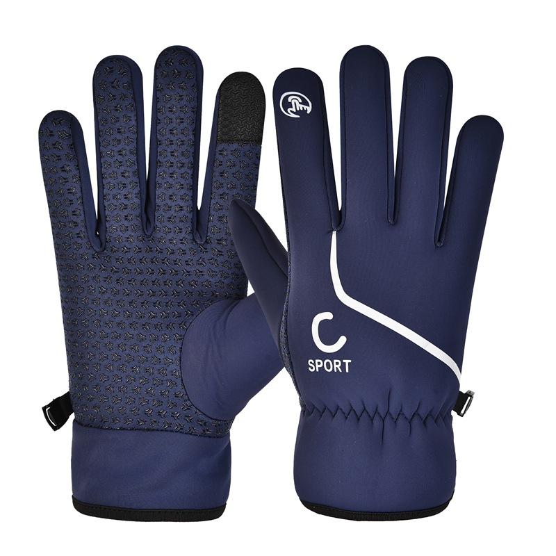 Outdoor cycling gloves men's and women's autumn and winter velvet warm waterproof and non-slip touch screen driving running sports gloves
