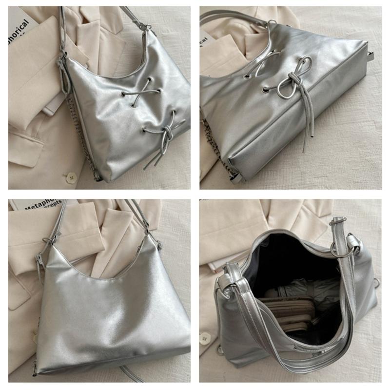 Women PU Leather Crossbody Bag Chain Shoulder Bag Casual Backpack Student School Bag Large Capacity Messenger Bag