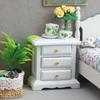 1:12 Dollhouse White Nightstand, Wooden Drawer Side Table for Bedroom, Miniature Furniture Model for Dollhouse Scene