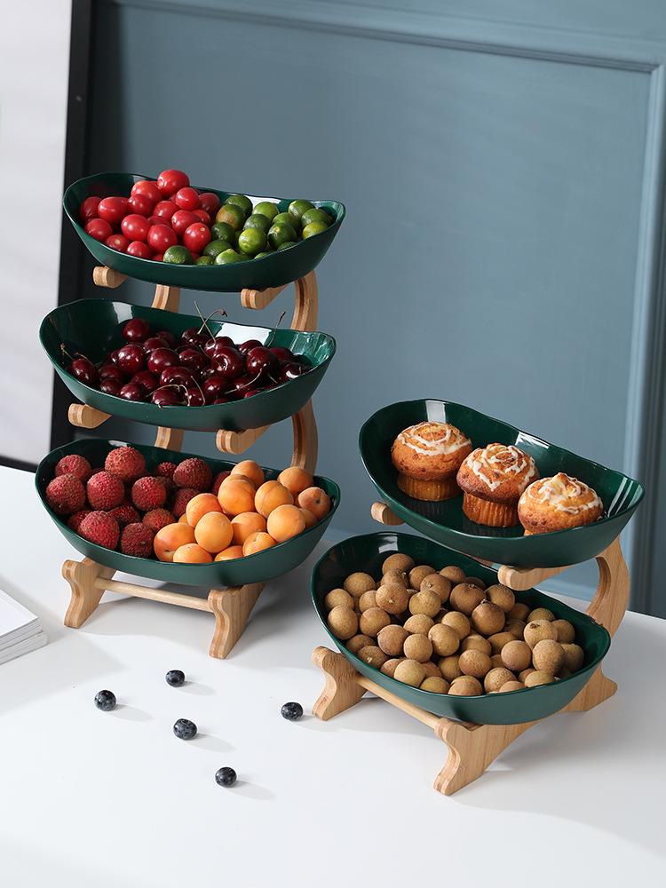 Creative three-layer multi-layer fruit plastic plate, simple dried fruit plate, storage tea table and food fruit plate, luxury fruit plate single layer бежевый