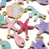 10pcs New Stainless Steel Colorful Marine Coral Starfish Fish Seaweed Charm Necklace Earring Pendant Base for DIY Jewelry Making