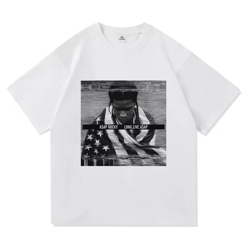 Asap Rocky Aesthetic Daily Unisex Clothing Tee Shirt Homme New Short Sleeve Round Neck Printing Retro Vintage Tees Unisex Fashion