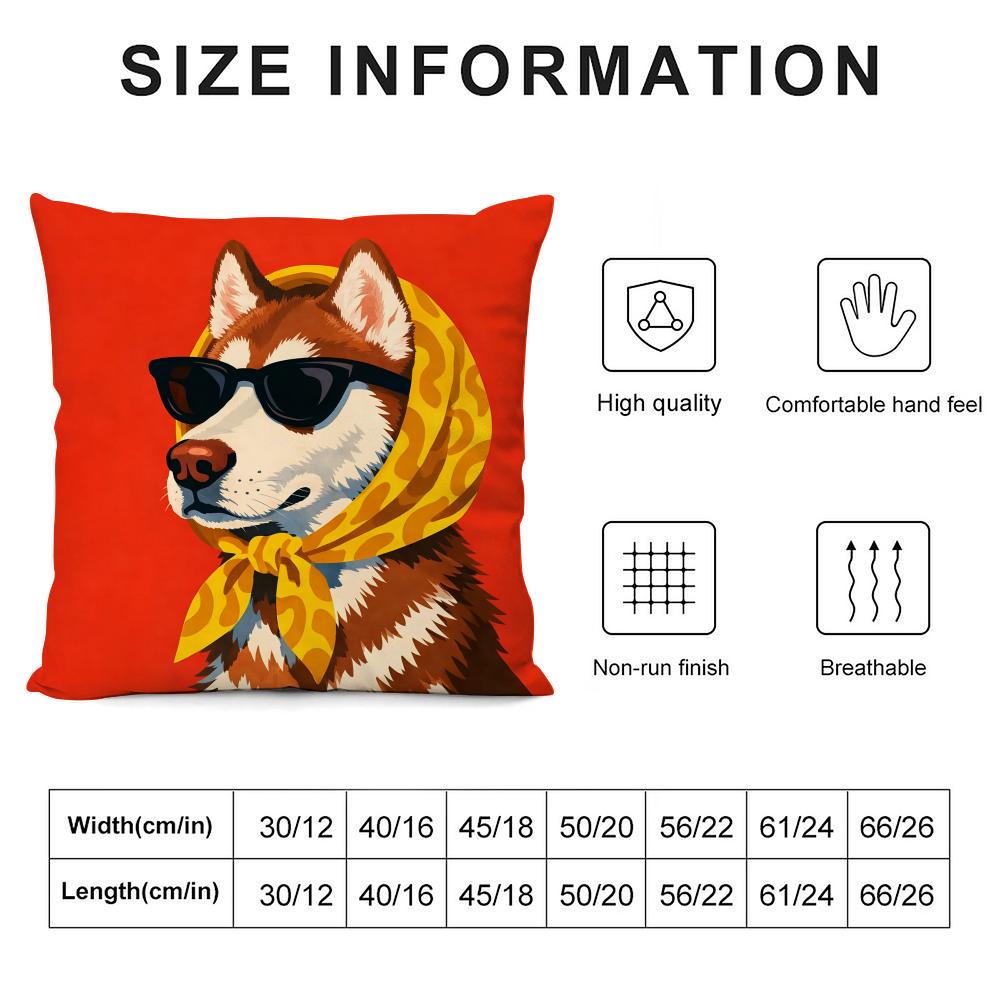 Dog Wearing A Hat Cushion Cover Plush Fabric Soft Double-Sided Printed Sofa Warm Winter Home Child Gift Pillow Case
