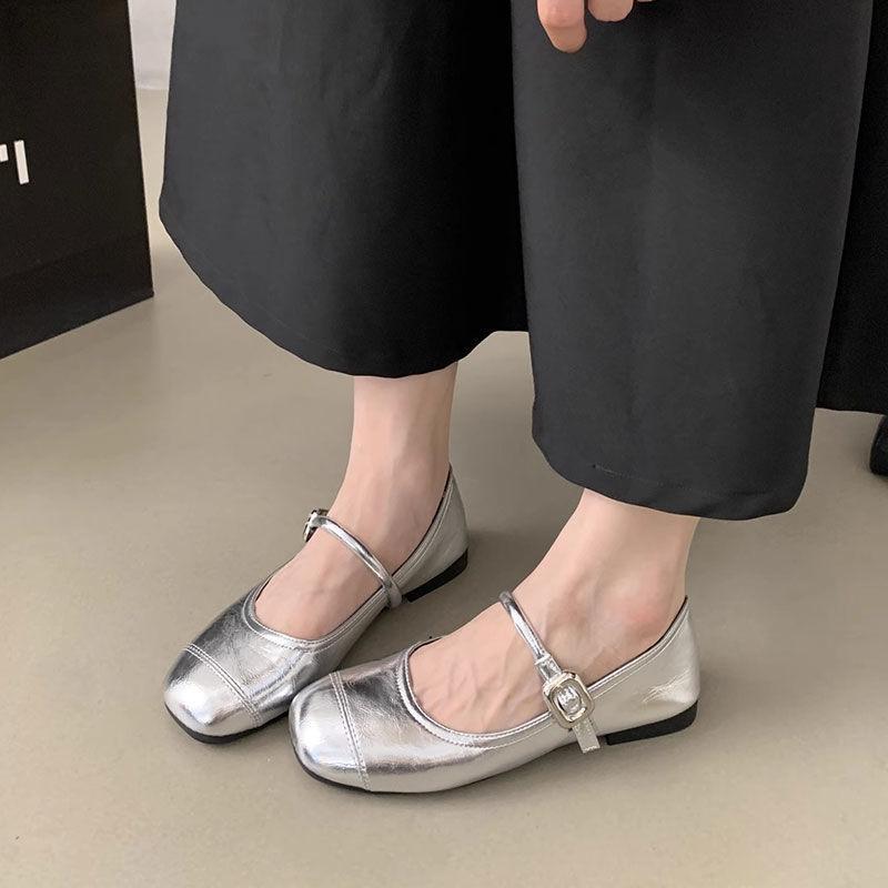 Mary Jane Shoes Shallow Buckle Single Shoes Women's 2025 Spring and Autumn New Korean Version Square Head Flat Bottom Soft Sole Comfortable Doudou Sh