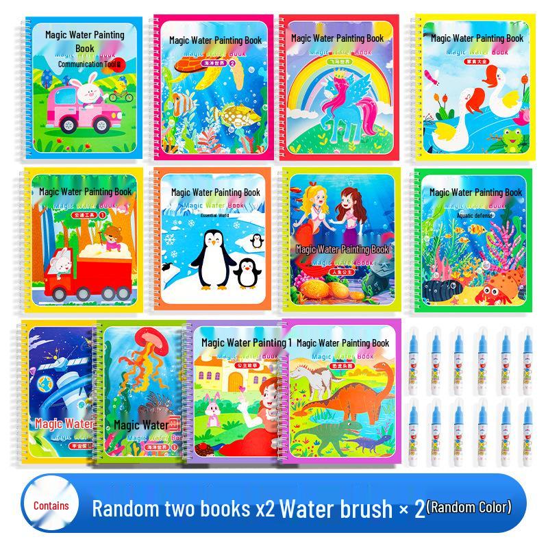 Reusable Children's Magic Water Doodle Book with Baby Water Pen - Educational Drawing Toy