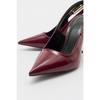 Labin Claret Red Patent Leather Buckle Women's High Heeled Shoes