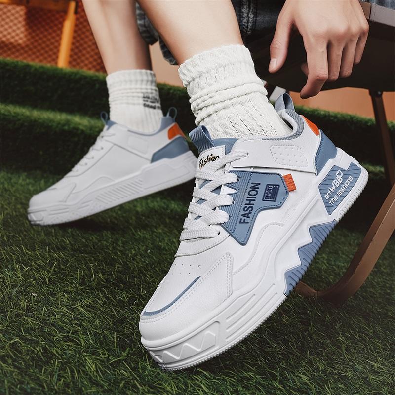 Young men's shoes low top sports shoes new breathable lace-up student trend all-match non-slip wear-resistant casual board shoes