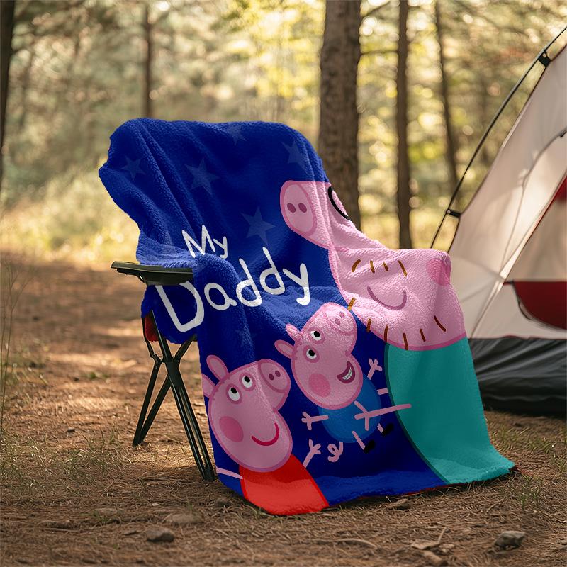 1pc Peppa Pig6 Theme Blanket - Digital Print, Polyester, Cozy for All Seasons, Perfect for Outdoor, Camping, and Travel