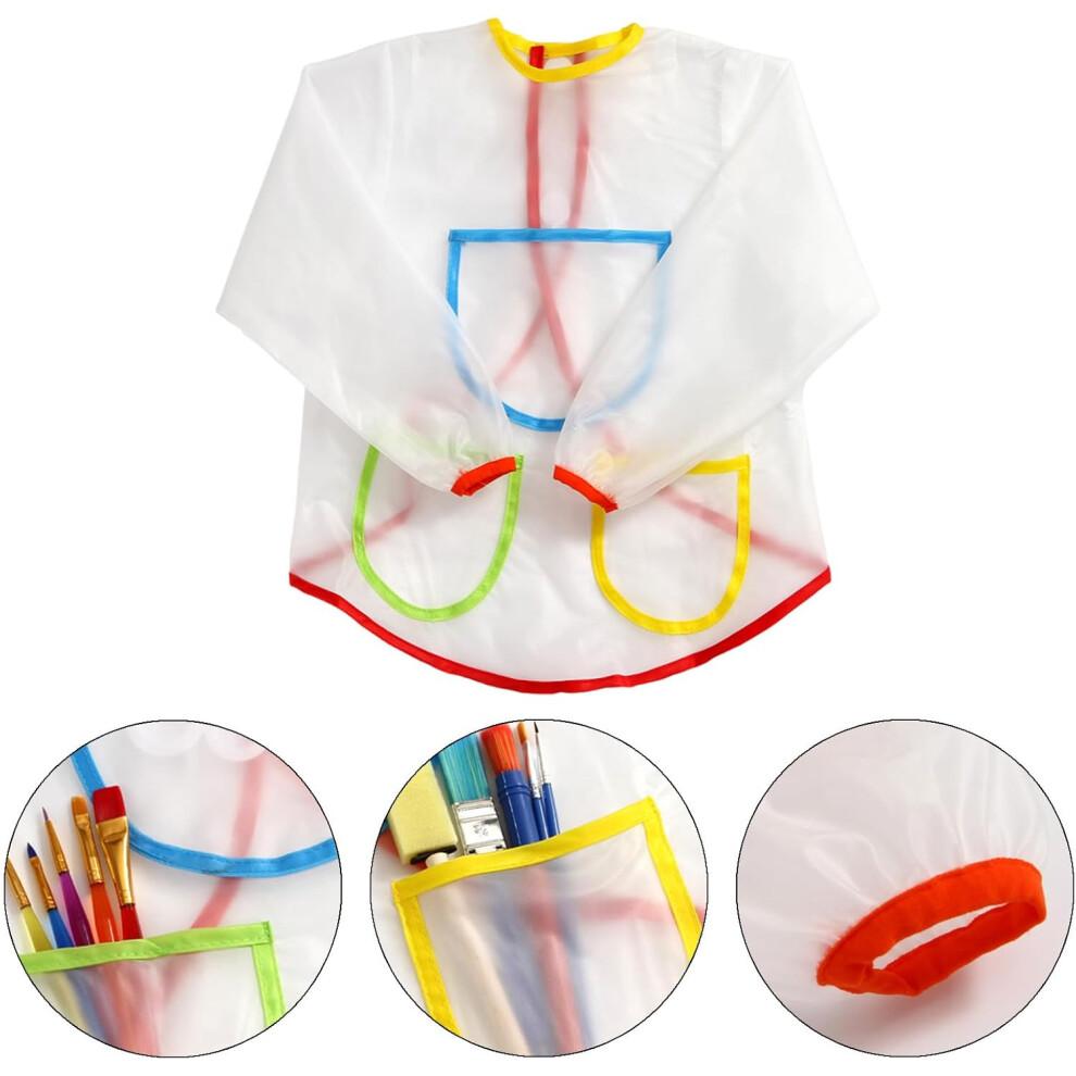 Durable Baby Bib Transparent Long Sleeve Waterproof Toddler Bibs Spit-Up Cloths Art Smock for Kids