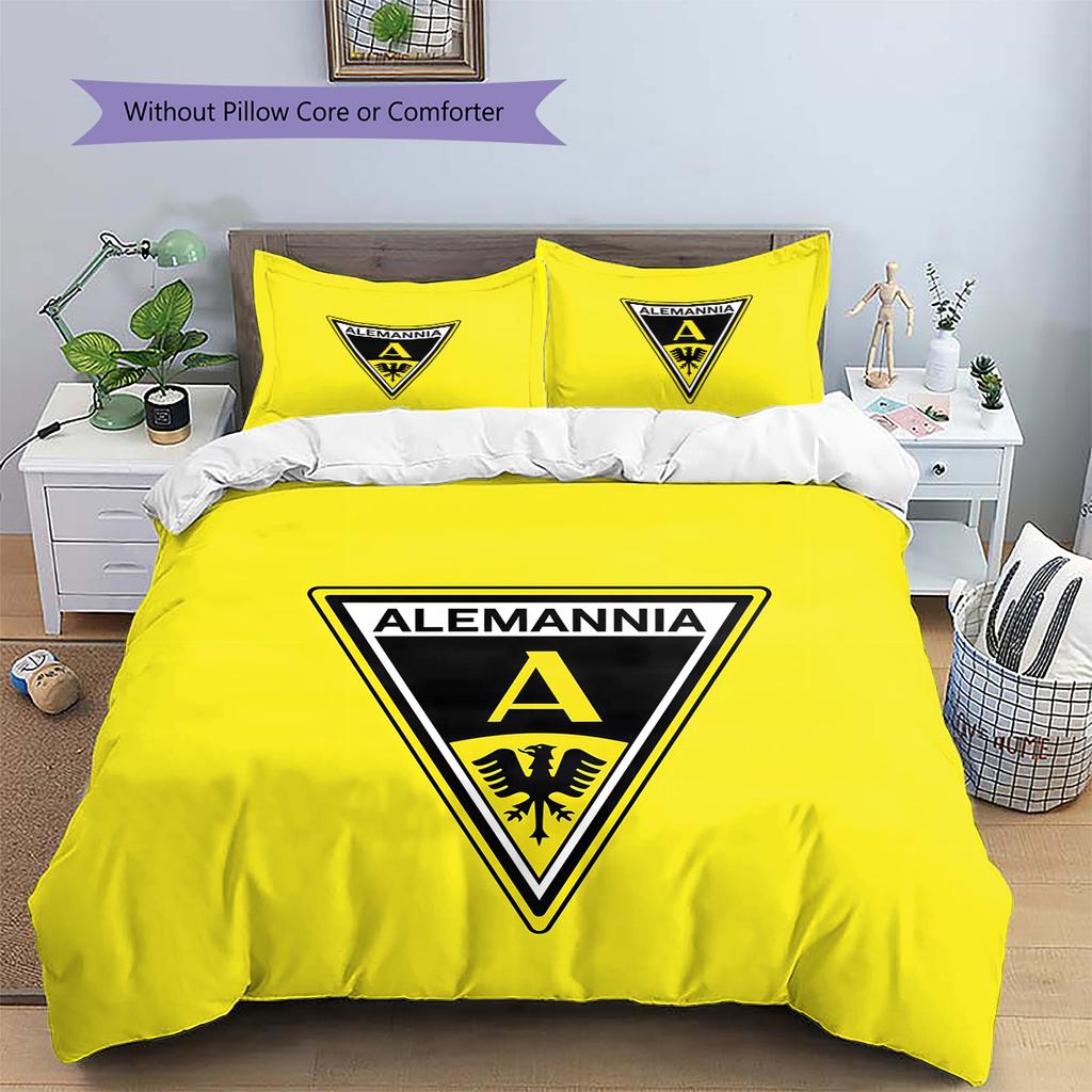 Alemannia Aachen Pattern Bedding Quilt Set Home Decoration Gift (1 * duvet cover + 2 * pillowcase without core).xwn