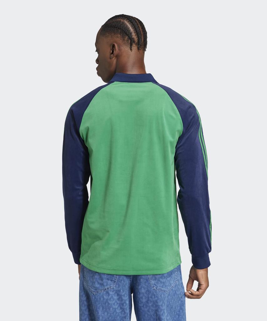 ADIDAS 70S Velour Polo Long Sleeve - Green / Jn5981
