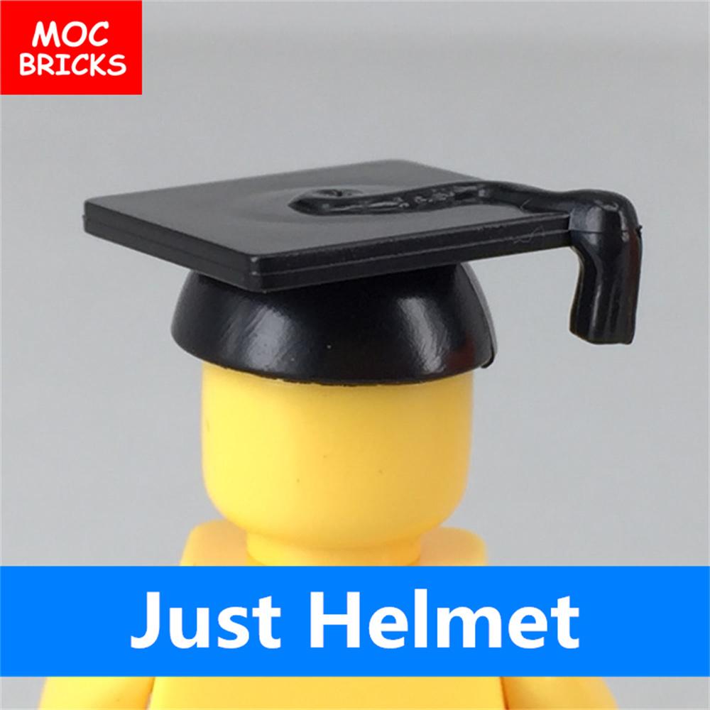

10pcs/lot MOC Bricks Black Hat 4cm Figure Helmet Body Wear Attachments Assembled Component Building Blocks Playthings for children