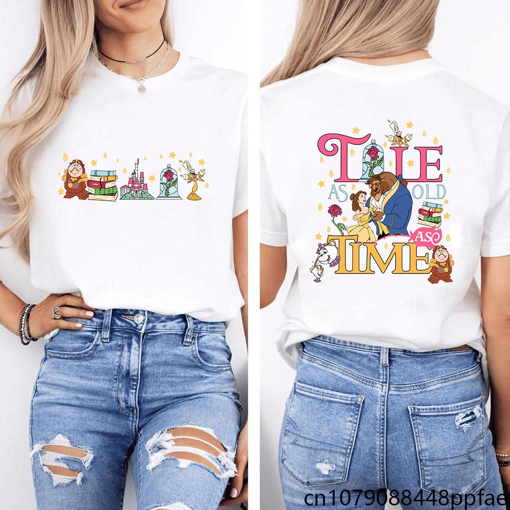 

New Beauty and The Beast Tshirt Womens Outdoor Casual Personalized Shirt Anime Cartoon TShirt Tops S