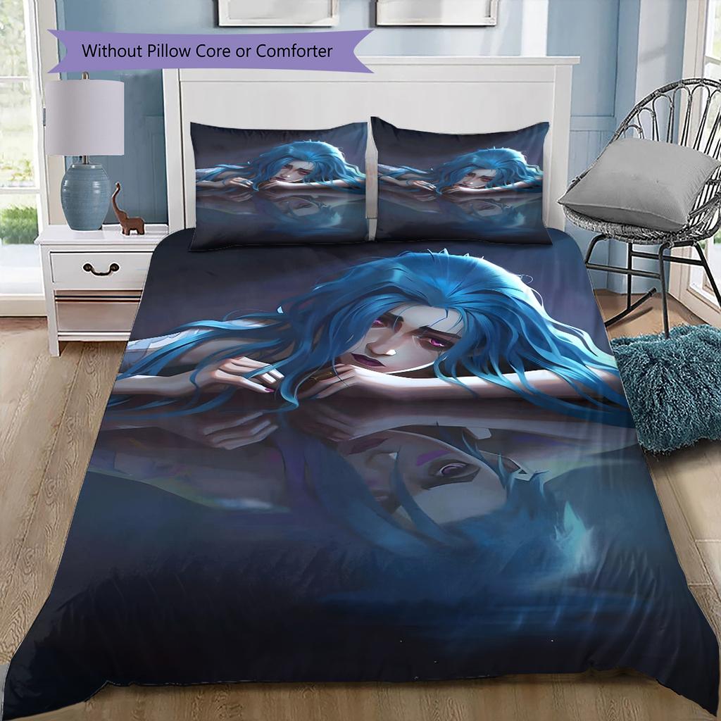 Set Copripiumino Trapuntato con Motivo Anime Federe Decorazione Casa Regalo di Compleanno (1 * copripiumino + 2 * federa, senza nucleo)