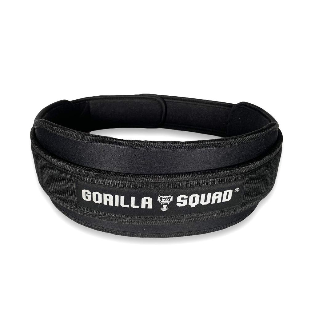 GORILLA SQUAD Weightlifting Double Nylon Weight Training Belt for Strength Training Size Belt, (Black, L)