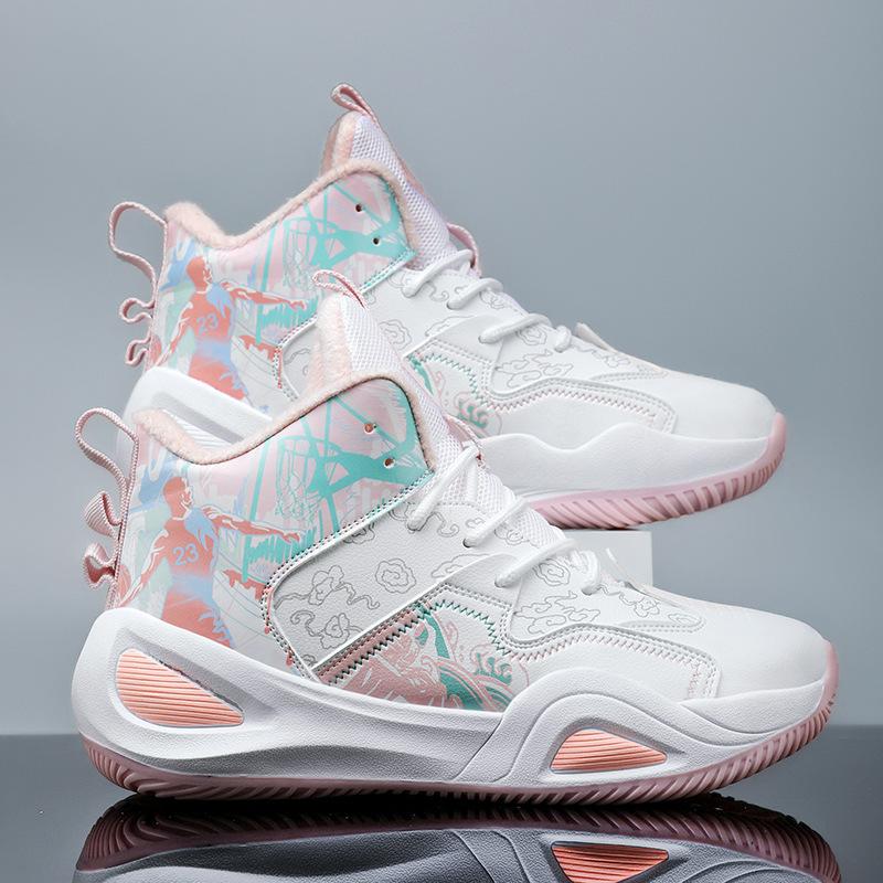 Basketball shoes new autumn and winter youth sports shoes men and women middle school students velvet sneakers