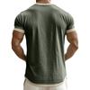 Men's Breathable Solid Color Pleated T-shirt Men's Casual Contrast Color Short Sleeve T-shirt
