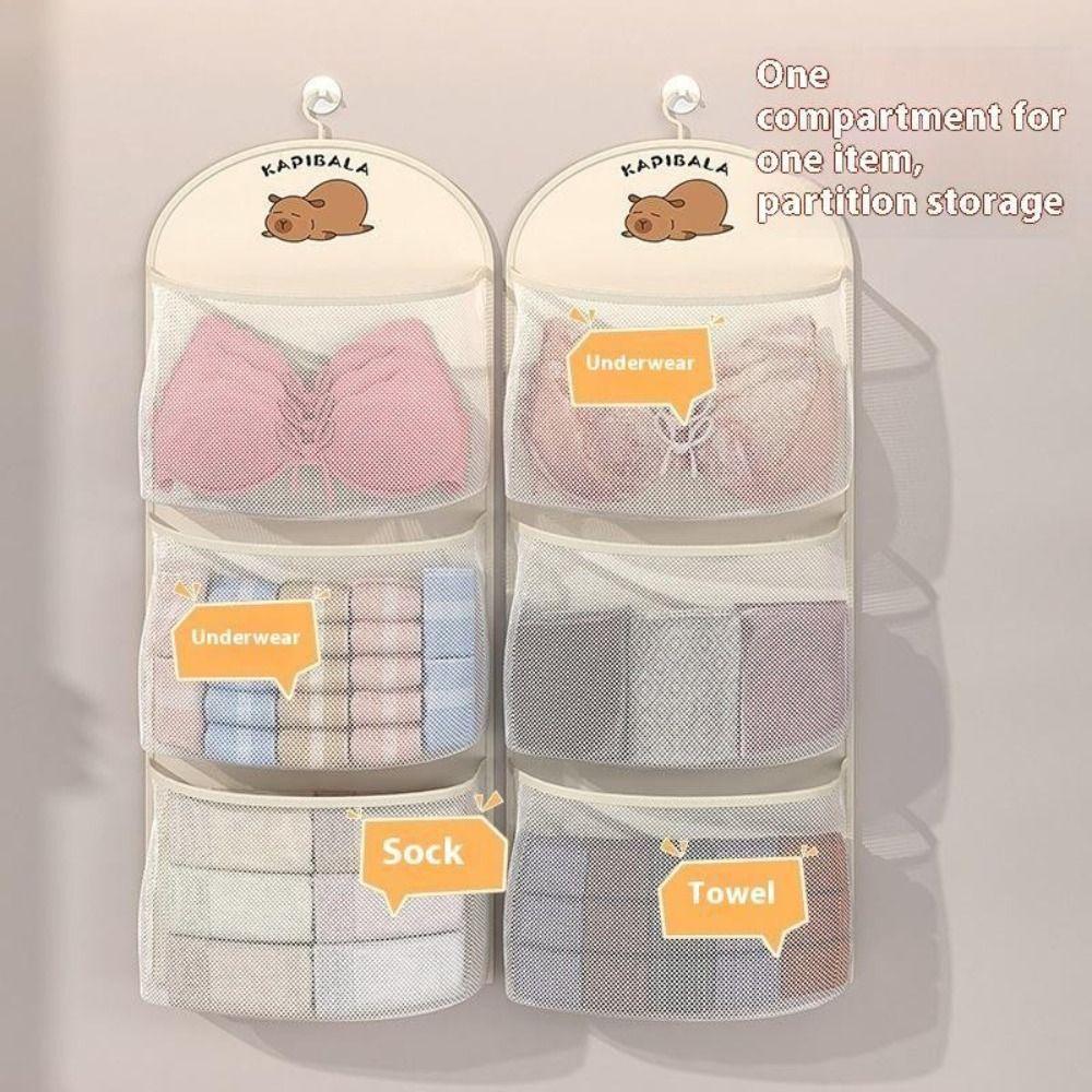 Capybara Socks Hanging Bag Large Capacity Wardrobe Organizer New Underwear Storage Bag