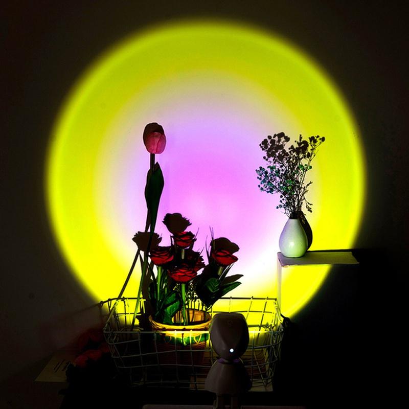 Sunset Projector Lamp LED Night Light USB Power Supply Rainbow Sun Projecting Lights for Background Wall Bedroom Decor Lighting