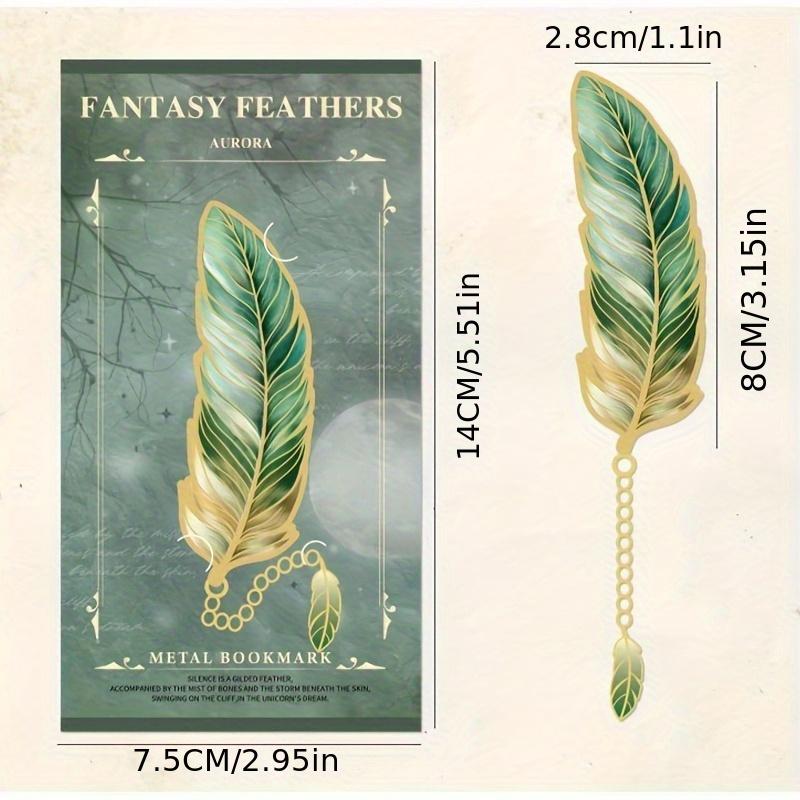 4pcs Elegant Metal Feather Bookmarks with Pendant Charms – Golden, Blue, Yellow, and Brown Iron Bookmarks for Birthdays Gift