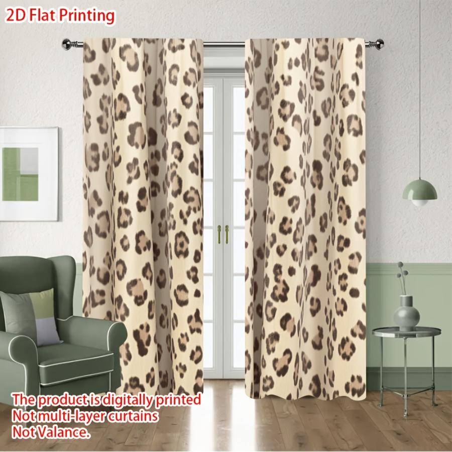 2 Pak Warme Goudkleurige Luipaardprint Gordijnen Artistiek Patroon Raambekleding voor Woonkamer Slaapkamer Decor 105x230cmx2&Rod pocket &2 panels