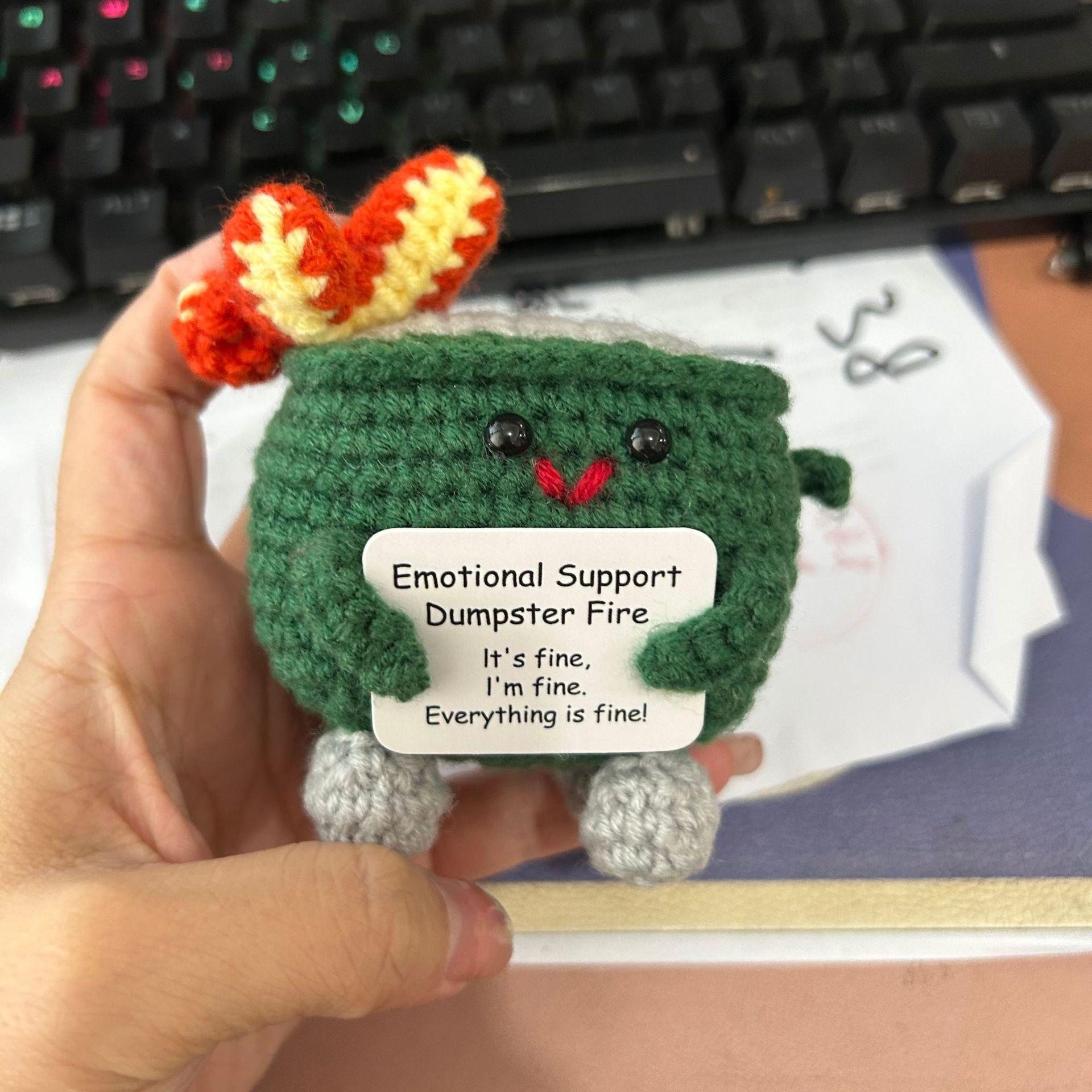 

Crochet Positive Moo Doll Ornament Home Room Decoration Handmade Knitted Positive Energy Cow Doll With Card Christmas Gifts