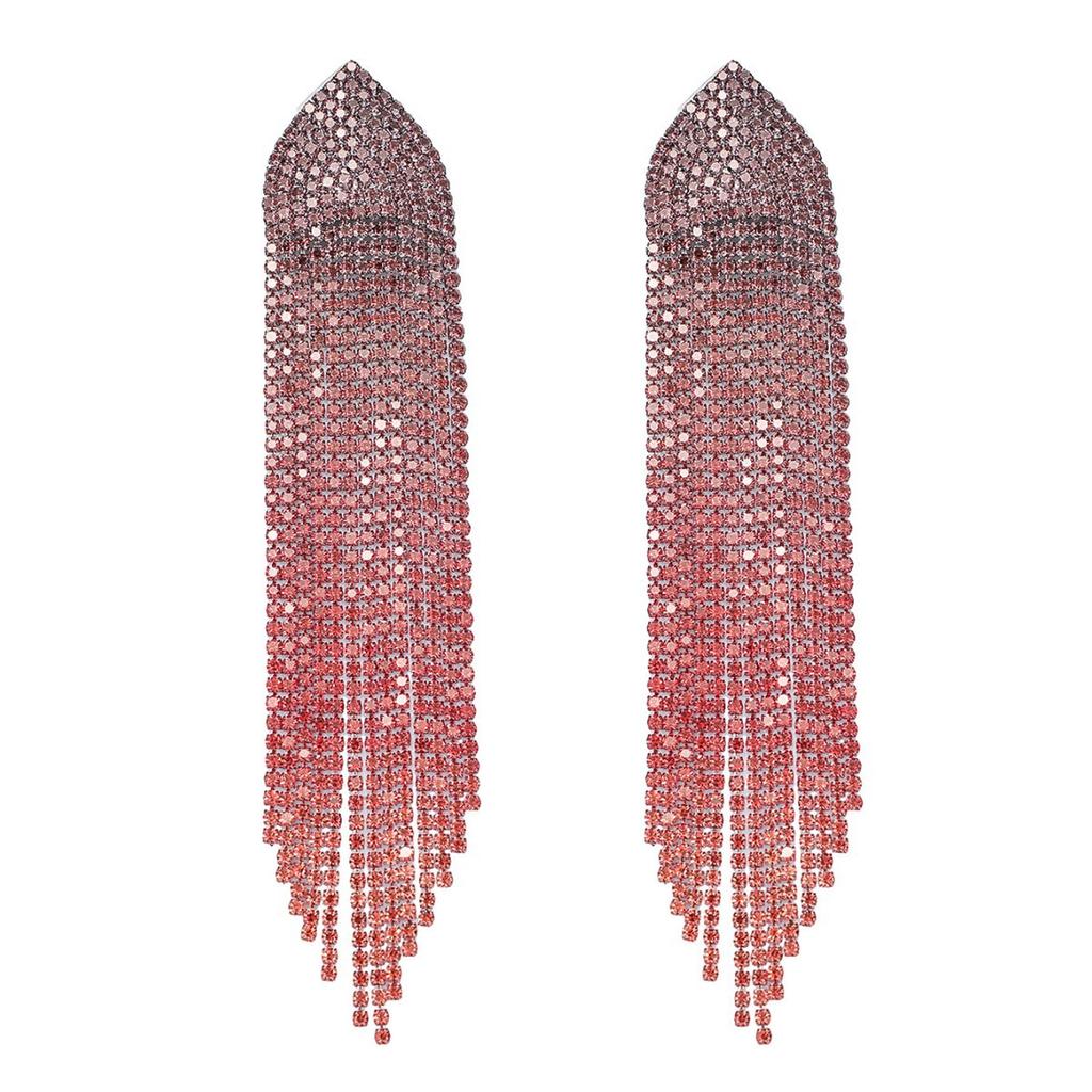 Beliebter Schmuck Luxus glänzender Strass lange Fransenohrringe