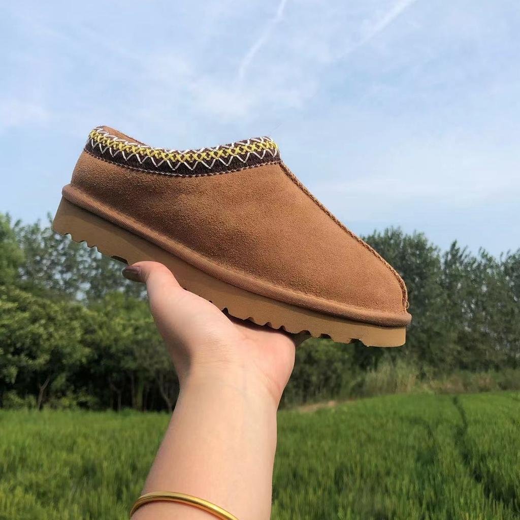 Fur Integrated Fluffy Shoes Women's Tasman Wool Toe Cap Covered Heel Slippers Winter Fleece-lined Slip-on Snow Boots