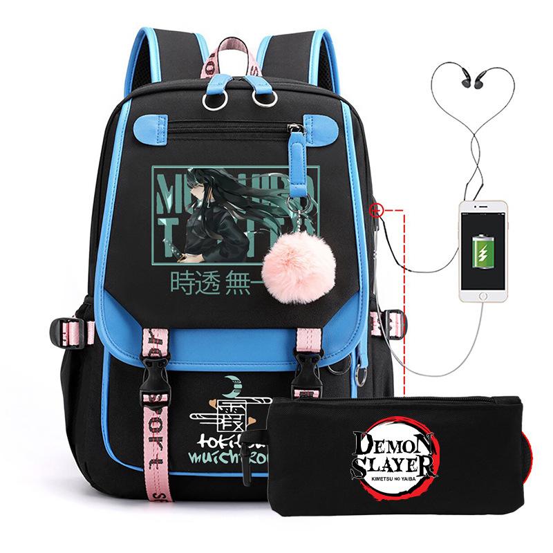 

Animation schoolbag Korean version peripheral ghost extinguishing backpack set student pencil bag No specification