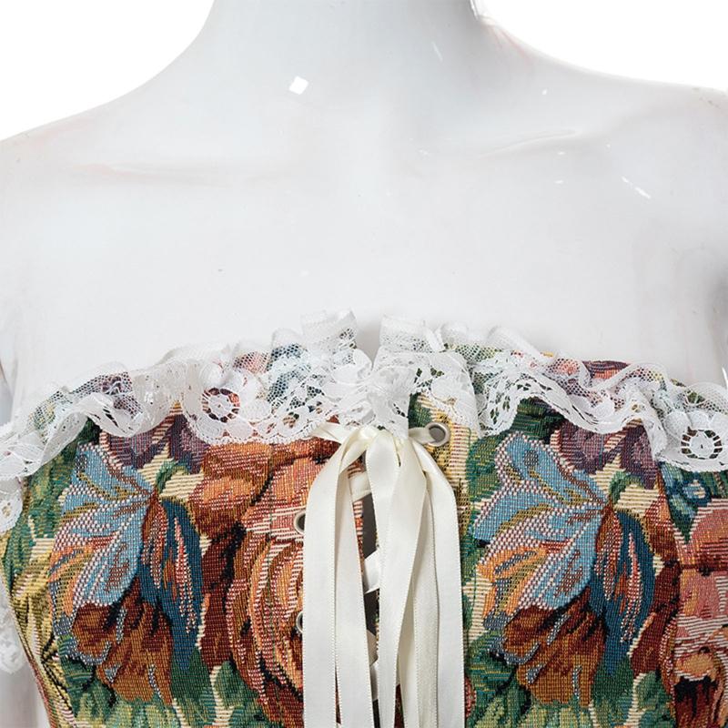 Vintage Floral Corset Vest Push Up Crop Tops Bustier Corset Top Lace Up Corset Top Strapless Bodice Corset Top