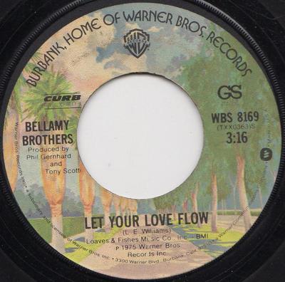 7-inch Single BELLAMY BROTHERS - Let Your Love Flow WBS8169 Warner Bros. Re 1975 US Rock Gebruikt