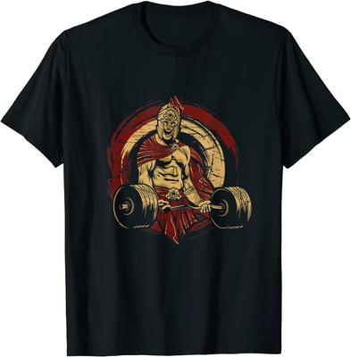 Spartański Podnoszenie Ciężarów Fitness Kulturystyka Siłownia T-Shirt. Wysokiej jakości bawełniana koszulka męska z krótkim rękawem i dekoltem w kształcie litery "o", nowa S-3XL