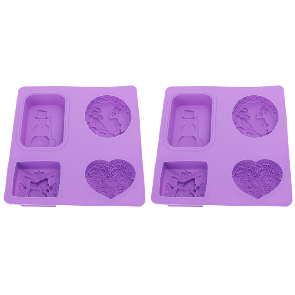 2Pcs Silicone Soap Mold 4Grids DIY HandMade Cupcake Baking Mould HeatResistant