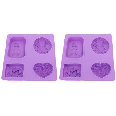 2 Stück Silikon Seifenform 4 Fächer DIY Handgemacht Cupcake Backform Hitzebeständig