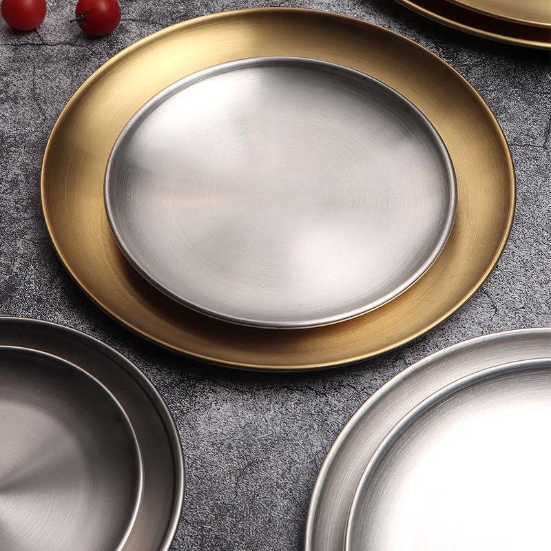 ZISIZ Divided Stainless Steel Serving Plate