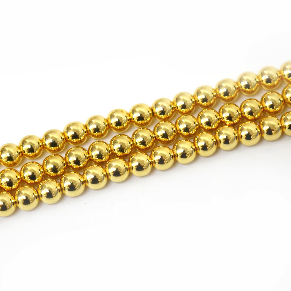 

Гематитовые бусины из натурального камня, свободные бусины для изготовления ювелирных изделий, шариковые браслеты, аксессуары «сделай сам» 8mm 50pcs золотой