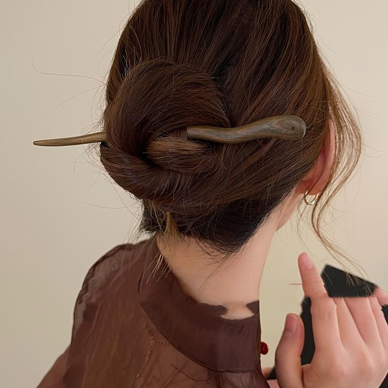 Handgefertigter Holzhaarstab, 1 Stück Imitation Schwarzes Sandelholz, Haarnadel im altchinesischen Stil, Kopfschmuck-Accessoire, Traditioneller Pan-Haarschmuck