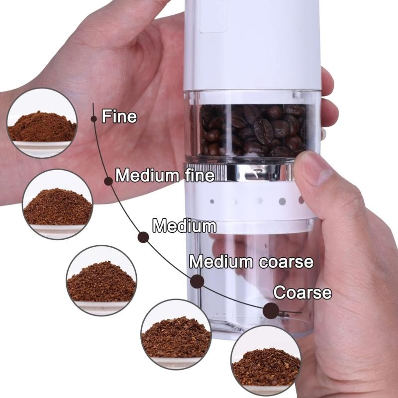 Electric Coffee Grinder Adjustable Burr Mill Plastic Coffee Mill Portable Coffee Bean Grinder for Outdoor and Indoor